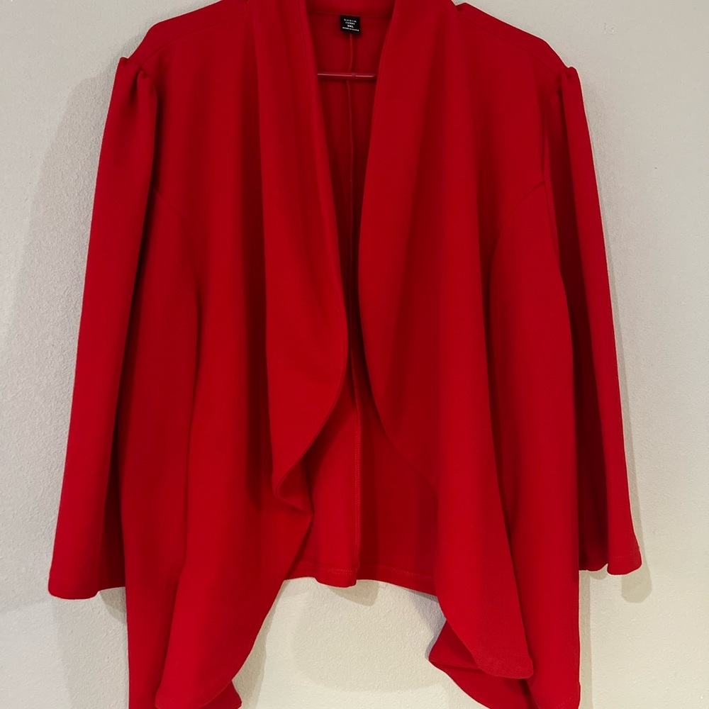 SHEIN Vibrant Red Open Front Cardigan